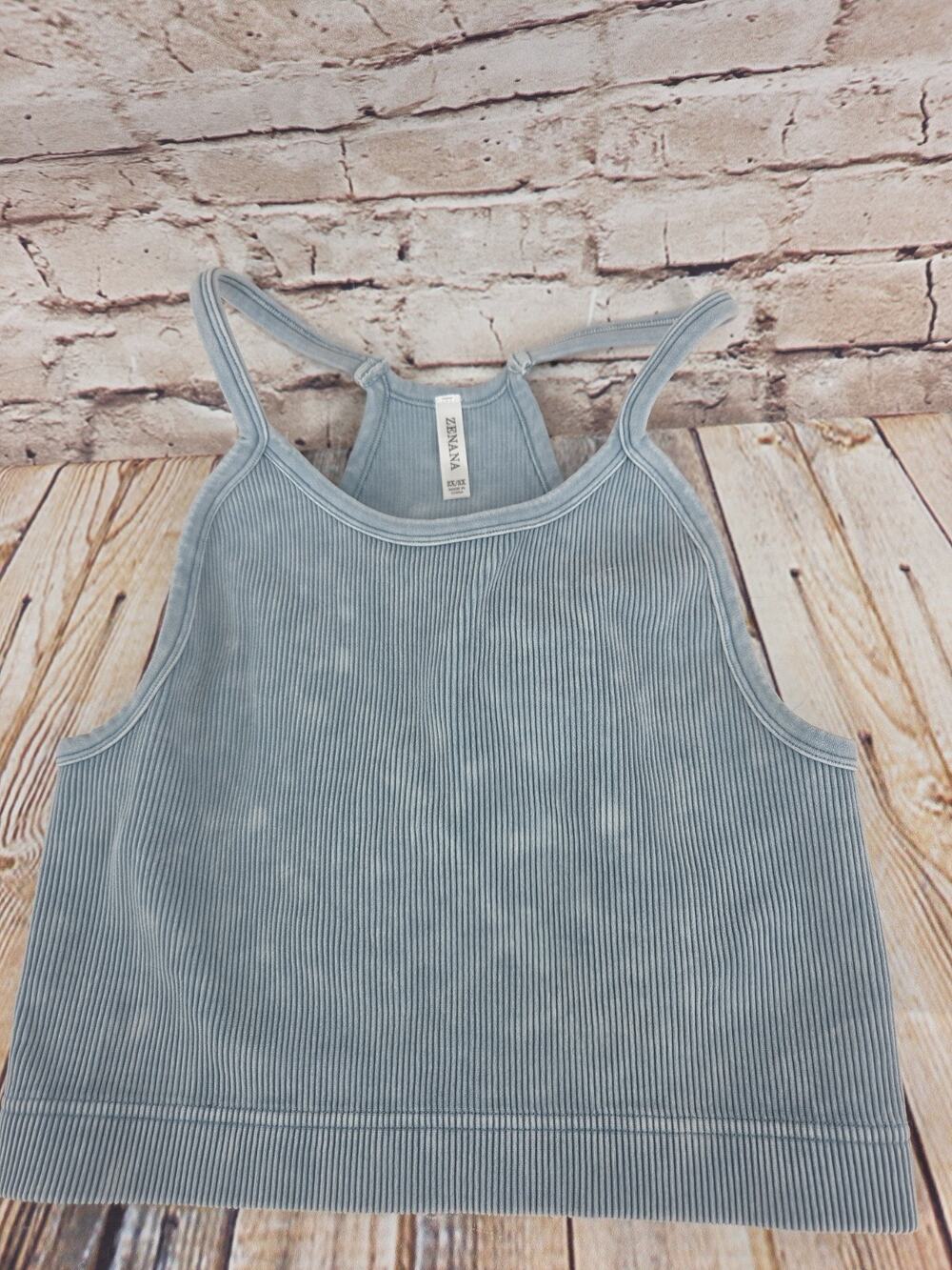 Zenana Bralette Size 2X/3X NEW Foggy Blue Sleeveless Crop Top Tank Runs Small